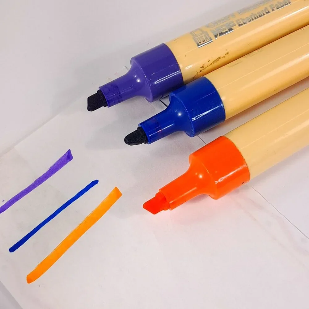 Vintage Eberhard Faber Chart Marker Felt-Tip Markers set 3 purple blue‎ orange